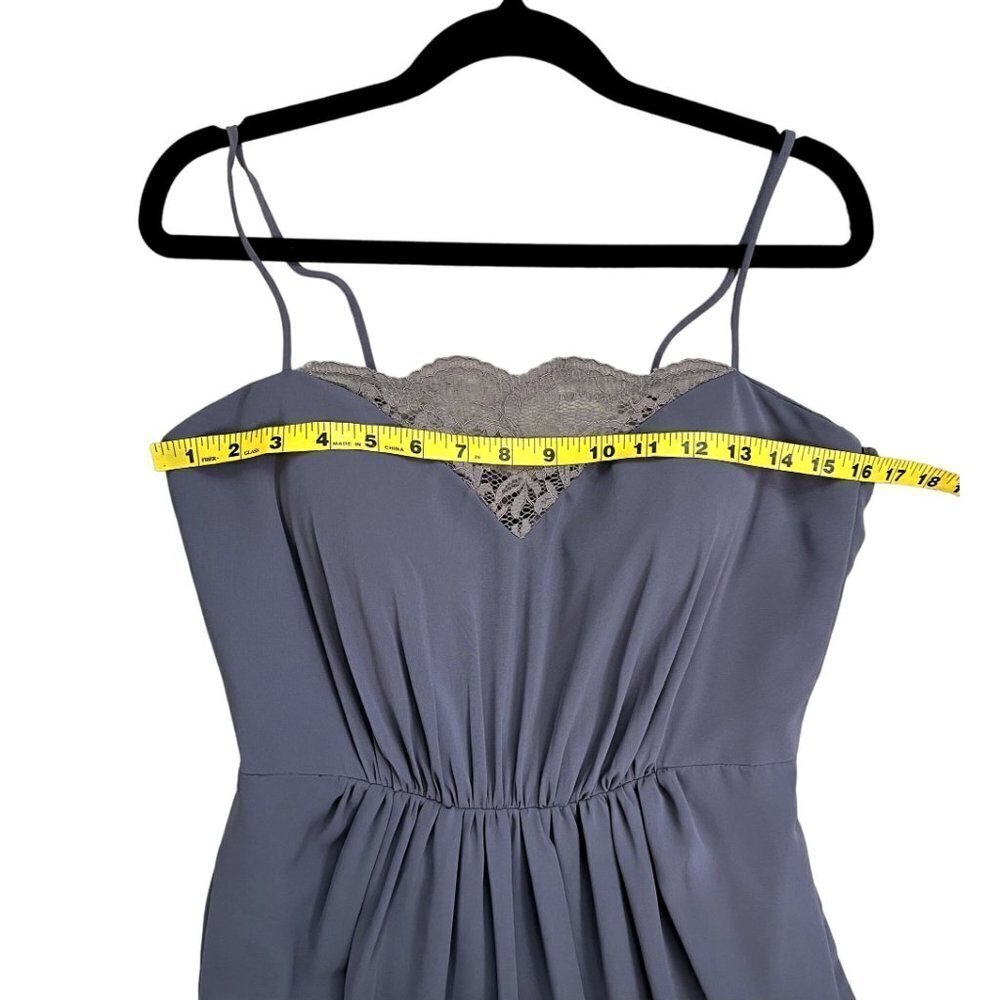 JENNY YOO Charcoal Gray Evening Maxi Dress with Spaghetti Straps Size 10 - Picture 9 of 12